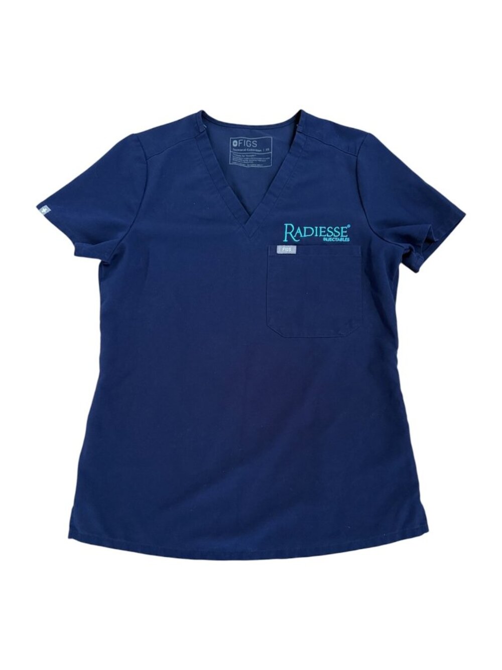 Figs Catarina Scrub Top Womens XS One Pocket Navy Blue Technical Personalized